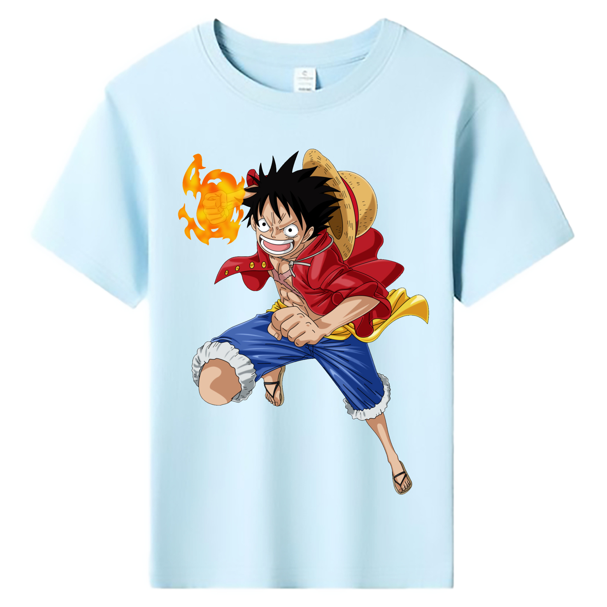 ワンピース モンキー・D・ルフィ ONE PIECE Monkey D. Luffy 綿100％キッズTシャツ（フロントプリント）